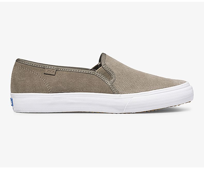 Keds Womens Olive Slip On Shoes - Keds Double Decker Suede Fall 063TWHYCF